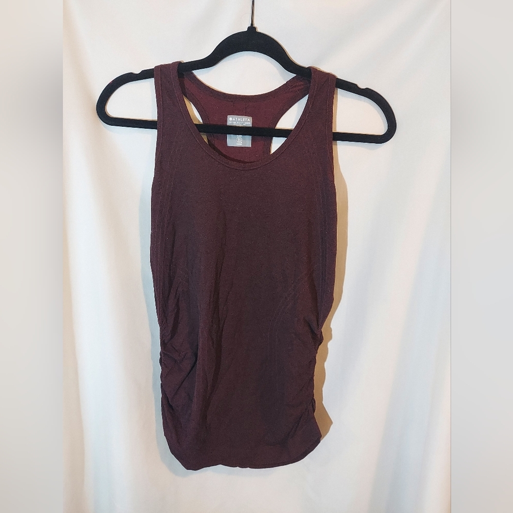 Athleta Speedlight Seamless Rouched Maroon Tank Top